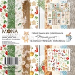 Набор бумаги от Mona Design — Теплая зима, 12 листов, 30,5х30,5см