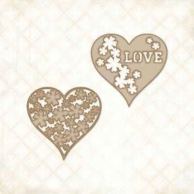 Чипборд Blue Fern Studios - Floral Hearts