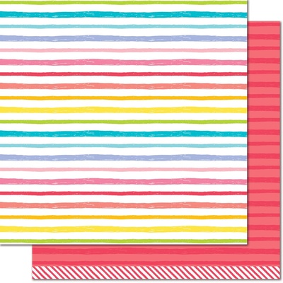 Лист скрапбумаги от Lawn Fawn - Really Rainbow Double-Sided Cardstock 12"X12" Ruby Red, 30х30 см