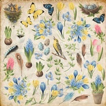 Лист с картинками для вырезания. Набор Botany Spring, ТМ Фабрика Декору