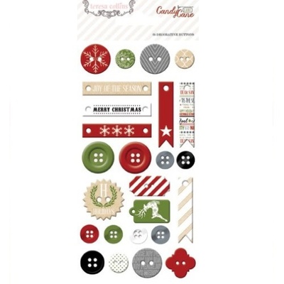Пуговицы Teresa Collins - Candy Cane Lane - Chipboard Buttons