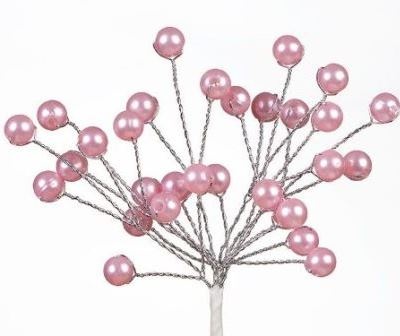 Мини-веточки с жемчужинками от Scrapberry's, РОЗОВЫЕ, 6 шт