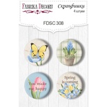 Скрапфишки 4шт. Набор 308,  Botany Spring, ТМ Фабрика Декору