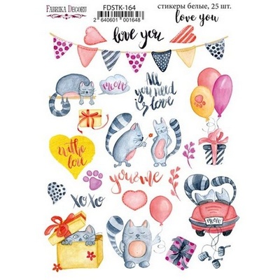 Набор наклеек (стикеров) 25 шт Love you #164, ТМ Фабрика Декора