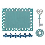 Лезвия Sizzix - Thinlits Die Set 4PK - Border, Label, Medallion & Key, 4 шт.
