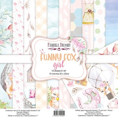 Набор скрапбумаги Funny fox girl 20x20 см 10 листов, ТМ Фабрика Декора