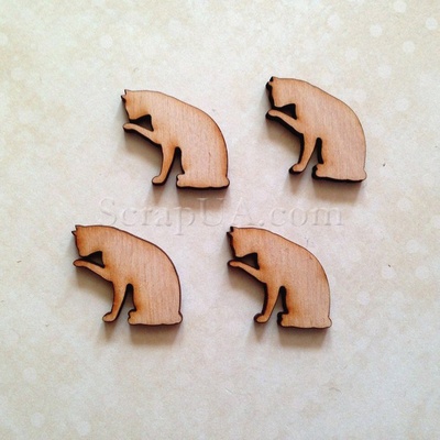 Деревянная фигурка WOOD-031 - Кошка умывается, 1 штука