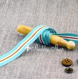 Лента American Crafts в голубую, белую, коричневую полоску, ширина 15,7мм, 90 см