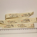 Лента от Thailand - Pink Happy Handmade Print Cotton Ribbon Label String, 1 метр
