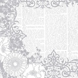 Лист бумаги HOTP - Color Me Silver Flowers and Words - для работы в технике резист, 30х30 см