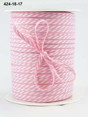 Лента Solid/Diagonal Stripes, цвет розовый/белый, ширина 3 мм, длина 90 см