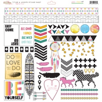 Наклейки Glitz Design - Wild & Free - Titles and Accents