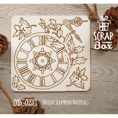 Чипборд ScrapBox - Часы с остролистом Hh-025