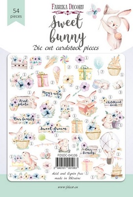 Набор высечек коллекция Sweet bunny 54 шт, ТМ Фабрика Декора