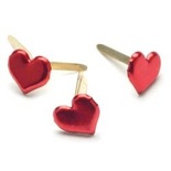 Набор брадсов Creative Impressions - Metallic Red Hearts CI90315, красный металлик, 50 штук