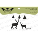 Акриловый штамп Lesia Zgharda SR211 Deer + Christmas trees, 5 шт., размер набора 10х10 см