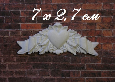Пластиковый декор от Е.В.А - Вензель с сердцем, 7х2,7 см