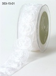 Лента от May Arts -  Rosette White, цвет белый, 3,8 см,  длина 90 см