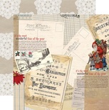 Лист двусторонней скрапбумаги Teresa Collins Designs - Santa's List - Postcard, размер 30х30 см.