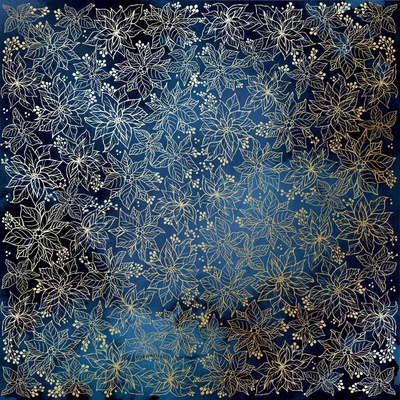 Лист односторонней бумаги с фольгированием Golden Poinsettia Night garden, ТМ Fabrika Decoru