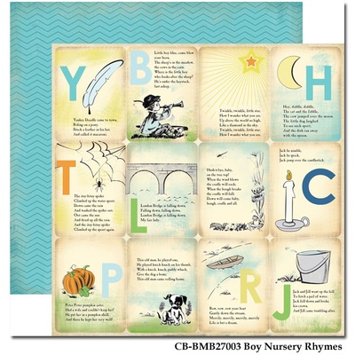 Лист двусторонней скрапбумаги Carta Bella - Boy Nursery Rhymes, 30х30 см