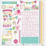 Наклейки от Paper House - Hello Baby Cardstock Stickers - Pink Girl, 30x30 см