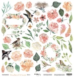 Лист односторонней бумаги для вырезания от Scrapmir - Цветы - Peaches & Cream, 30x30 см