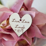 Сердечко деревянное: Live,Love,Laugh, 3х3,3см