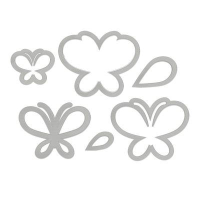 Набор лезвий с штампиками от Sizzix - Framelits Die Set 6PK w/Stamps - Butterflies, 6 шт.