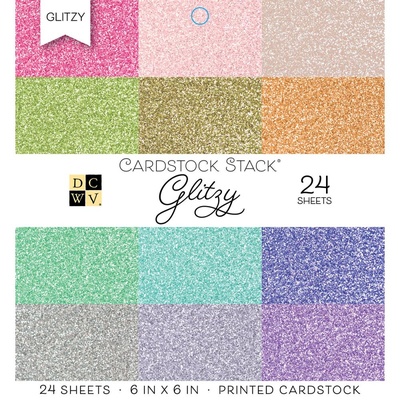 Набор кардстока DCWV Glitzy, 15х15 см, 24 листа, с глиттером