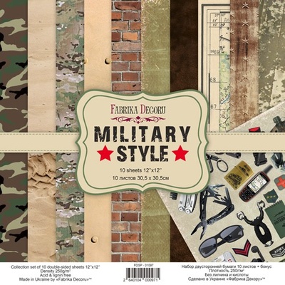 Набор скрапбумаги Military style 30,5x30,5 см, ТМ Фабрика Декора