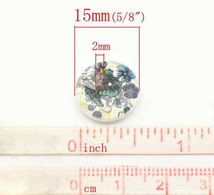 Деревянная пуговица Multicolor Flower B17608, диаметр 15 мм, 1 шт.