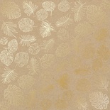 Лист односторонней бумаги с фольгированием Golden Tropical Leaves Kraft,ТМ Фабрика Декора