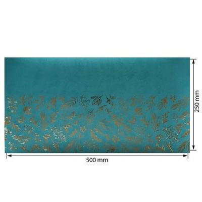 Отрез кожзама с тиснением  золотой фольгой Golden Branches Turquoise 50 х 25 см, ТМ Фабрика Декора