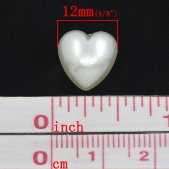 Сердце, имитация жемчуга, 12х12 мм, цвет белый, 10 шт.