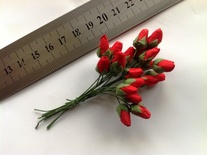 Бутончики розочек, диаметр бутончика 7 мм, цвет красный,  20 шт.