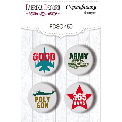 Скрапфишки набор 4шт Military style EN #450, ТМ Фабрика Декора