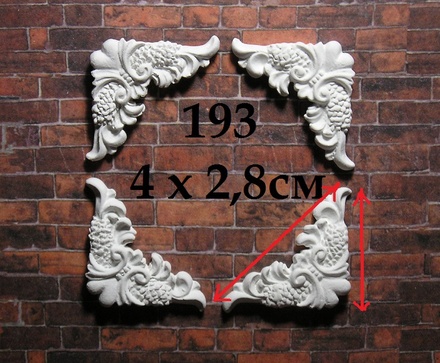 Гипсовые уголочки от Е.В.A, 4х2,5 см, 4 шт.