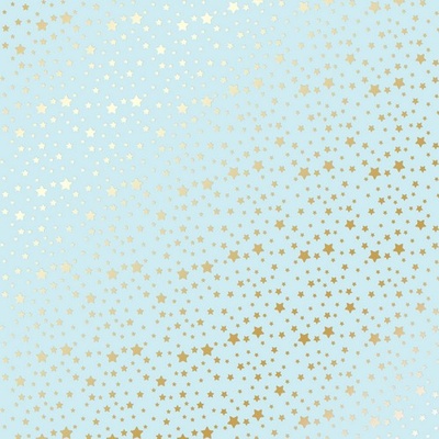 Лист односторонней бумаги с фольгированием Golden stars Blue, ТМ Фабрика Декора