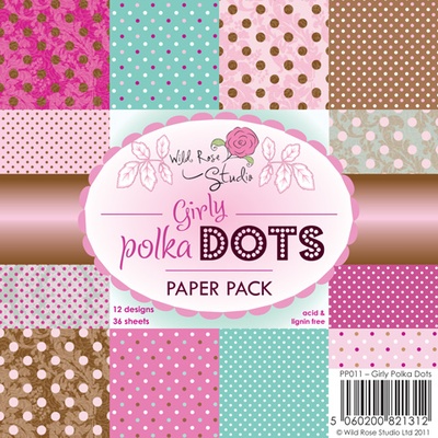 Набор односторонней бумаги от Wild Rose Studio - Girly Polka Dots Papers - 15х15 см