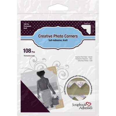 Кутики для фото від Scrapbook Adhesives - Photo Corners Self-Adhesive - Kraft, 12мм, 108 шт.