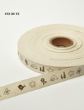 Хлопковая принтованная лента с бабочками, солнцем от May Arts, ширина - 19 мм, длина 90 см