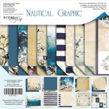 Набор двусторонней бумаги от Scrapmir - Nautical Graphic , 30х30см, 11шт