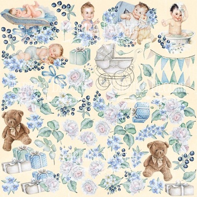 Лист с картинками для вырезания Shabby baby boy 20x20 см, ТМ Фабрика Декора
