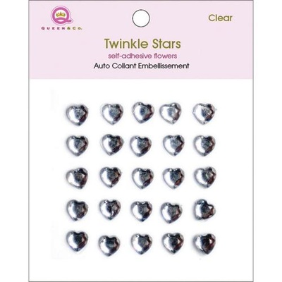Половинки кристаллов на клеевой основе Queen & Co - Twinkle Self-Adhesive Embellishments Hearts/Clear