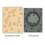Папка для тиснения и резиновый штамп от Sizzix - Тextured Impressions Embossing Folder w/Stamp - Floral Wreath Set