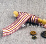 Лента American Crafts в фиолетовую, коричневую, белую полоску, ширина 25,4мм, 90 см