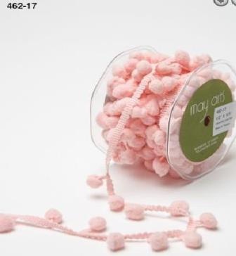 Лента Pom Pom String, ширина 1,2 см, 90 см, цвет розовый