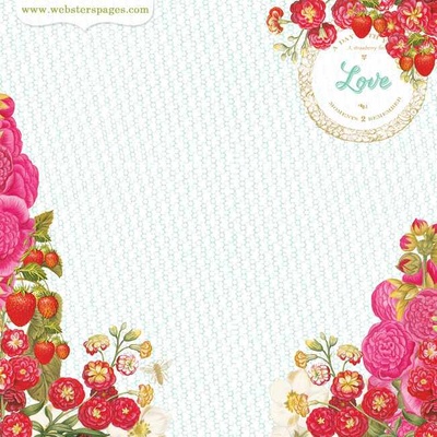 Лист скрапбумаги Webster's Pages - Strawberry Patch, двусторонняя, 30х30 см