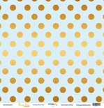 Лист односторонней бумаги с золотым тиснением от Scrapmir - "Golden Dots Blue" из коллекции Every Day, 30x30 см